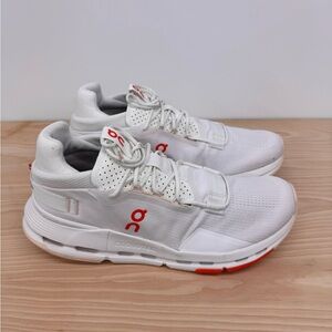 On Running Cloudnova White and Orange Athletic Shoes